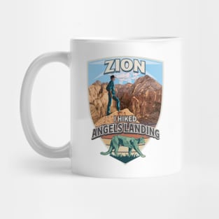 I Hiked Angels Landing Zion National Park with Cougar and Hiker Retro Vintage Design Mug